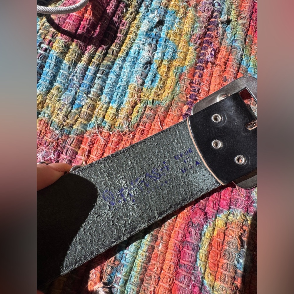 80s-90s Vintage Black Leather Harness belt - Picture 6 of 8